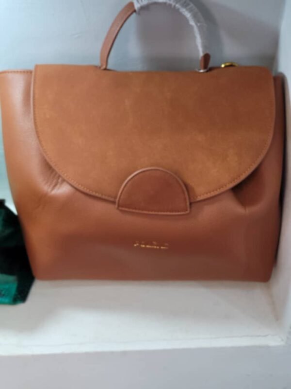 Sac à main trapèze bimatière marron