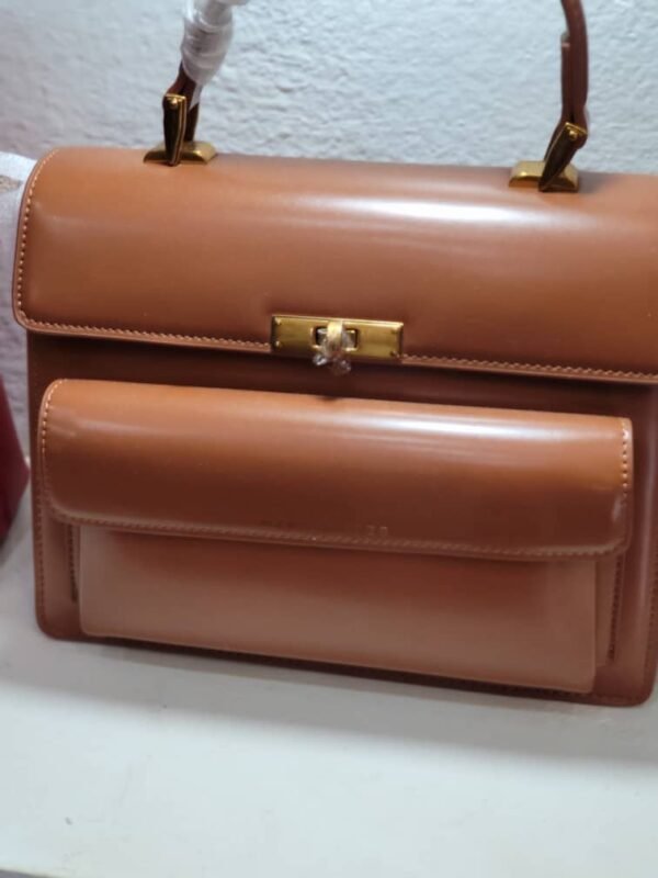 Sac cartable rigide à poche frontale camel